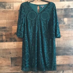 Luxology hunter green 3/4 sleeve shift dress 16W